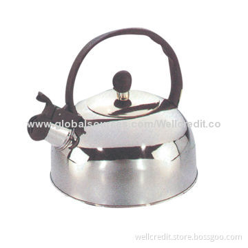 Cheap and large stainless steel whistling kettle with black Bakelite handle